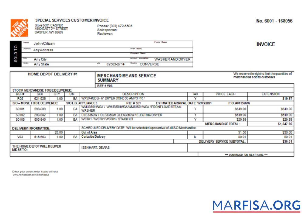 Blank USA The Home Depot template